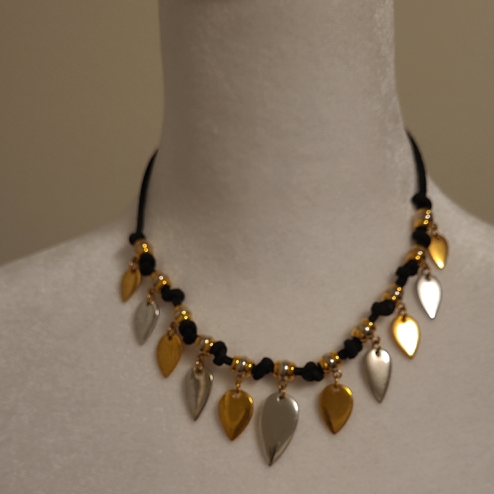 Gold and Silver Leaf Necklace